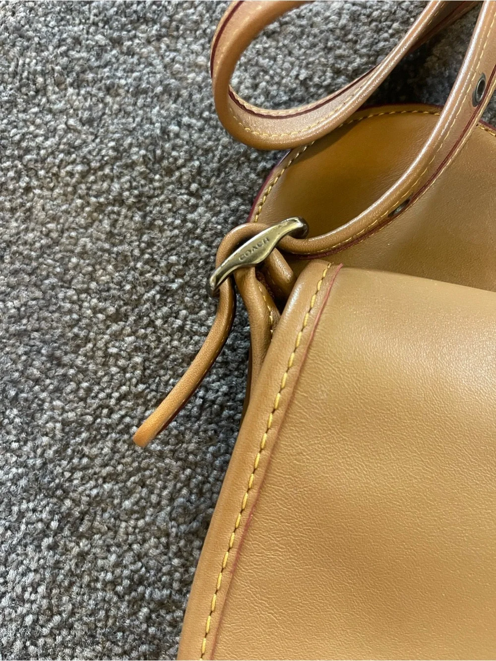 Coach Mickey Mouse Tan Leather Crossbody Bag with Adjustable Strap